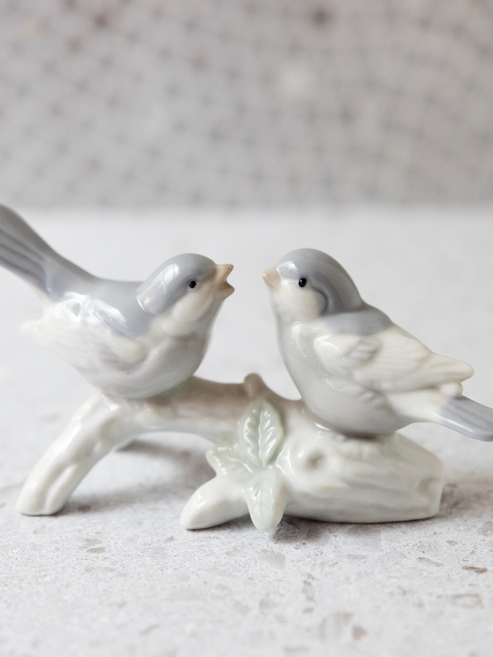 Vintage Otagiri Japan Porcelain Birds on Branch Figurine Hand Painted Blue White